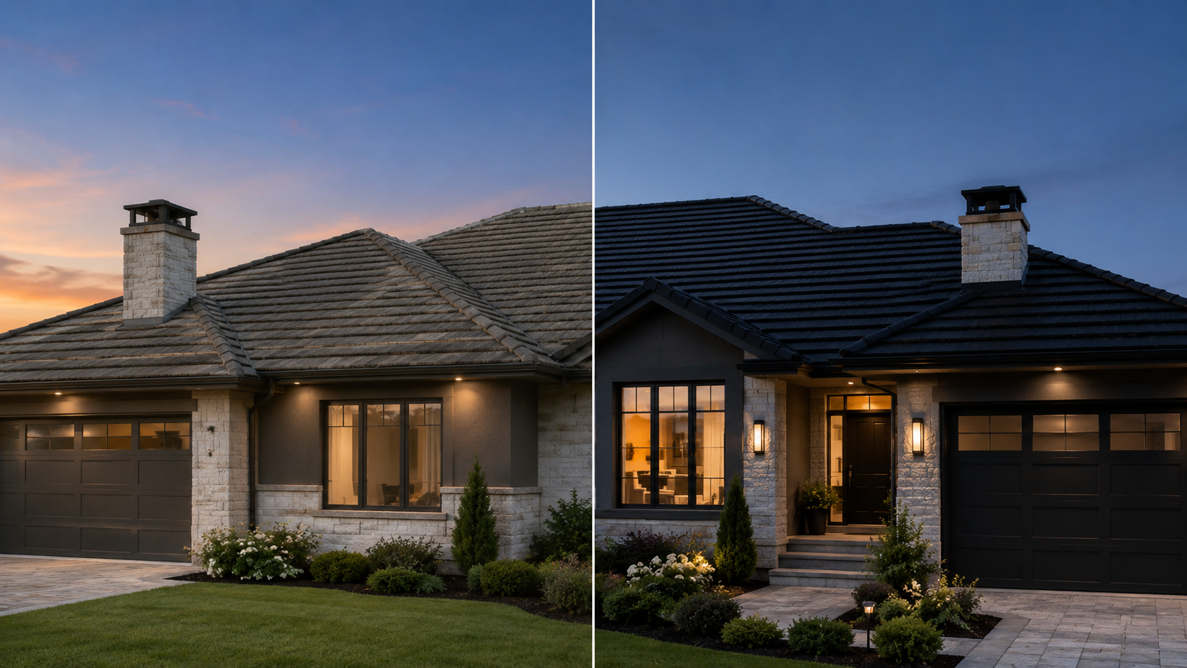 Before and after comparison of professional roof restoration work in Brisbane